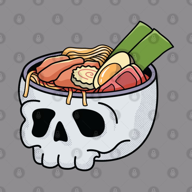 Kawaii Japanese Anime Skull Ramen for Halloween and Ramen Lovers by spacedowl