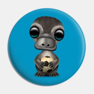 Cute Baby Platypus With Football Soccer Ball Pin