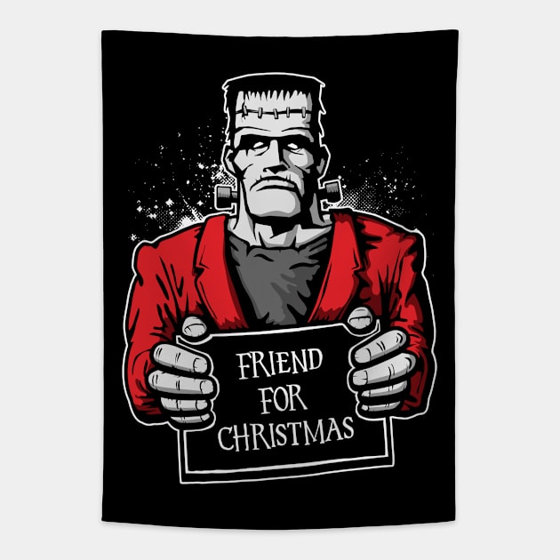 Frankenstein Monster Friend For Christmas Tapestry by Grandeduc