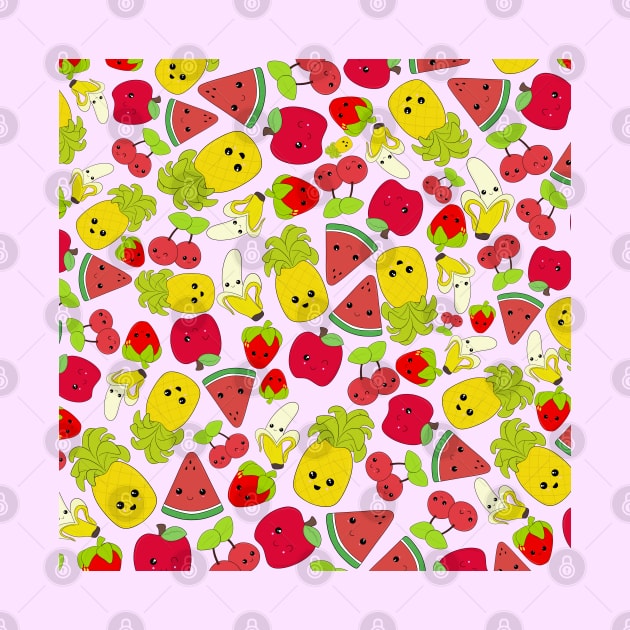 Kawaii Fruit Pattern by ShutterStudios