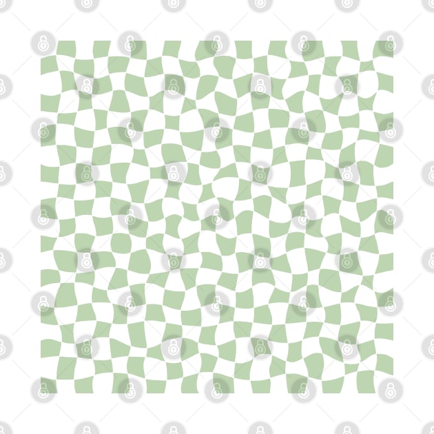 Warped Checkerboard, White and Green by Niemand