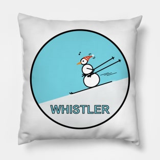 Frosty the Snowman skiing in Whistler. Pillow