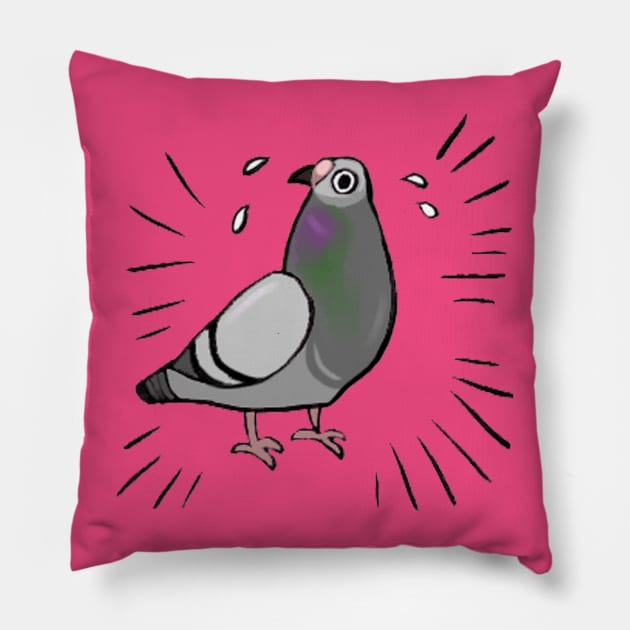 Frantic Pigeon Friend Pillow by ProfessorBees