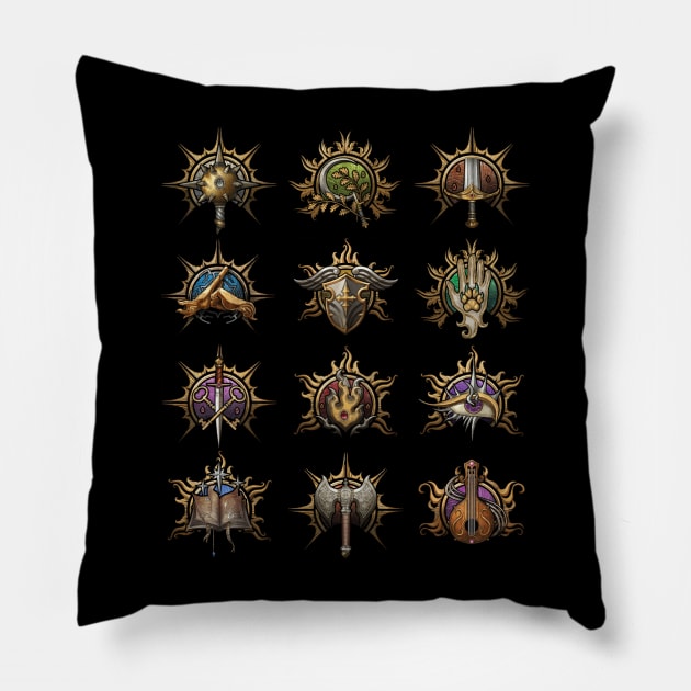 baldurs gate 3 classes Pillow by Shapwac12