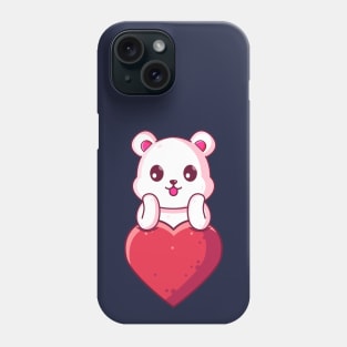 Cute Polar Bear with big love. Gift for valentine's day with cute animal character illustration. Phone Case