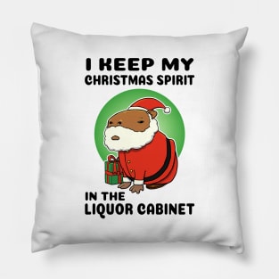 I keep my Christmas spirit in the liquor cabinet Capybara Santa Pillow