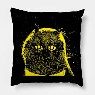 Cosmic Cat yellow print Pillow