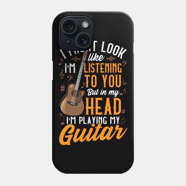 I Might Look Like I'm Listening To You Vintage Guitar Player Phone Case by Proficient Tees