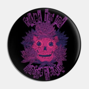 Faded Tats and Vintage Records - Distressed retro neon pink skull design Pin