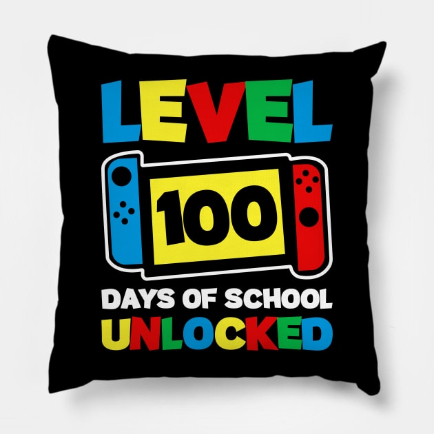 level 100 days of school unlocked gamer video games Pillow by sufian