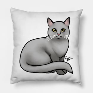 Cat - British Shorthair - Gray Pillow