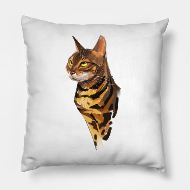 My painting leopard cat Pillow by mangbo