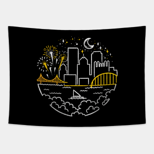 Pittsburgh Monoline Starry Skyline Tapestry