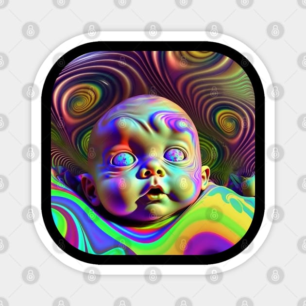 Abstract Trippy Psychedelic Baby Magnet by MythicPrompts