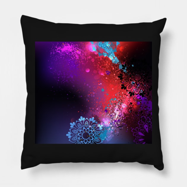 Purple Background Holi ( Abstract ) Pillow by Blackmoon9