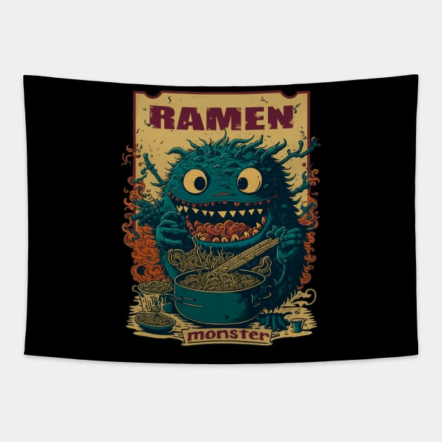 Hungry ramen monster Tapestry by arrowdesigns19