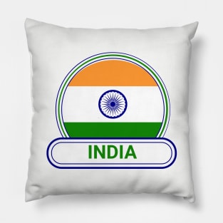 India Country Badge - India Flag Pillow