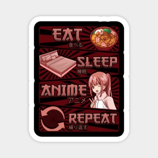 Funny Anime Obsessed Girl Eat Sleep Anime Repeat Magnet