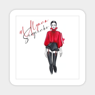 fashion illustration red and black Magnet