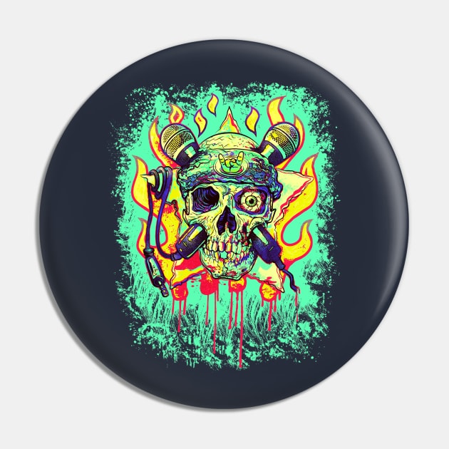 OLD SKOOL Skull ROCK Pin by Mudge