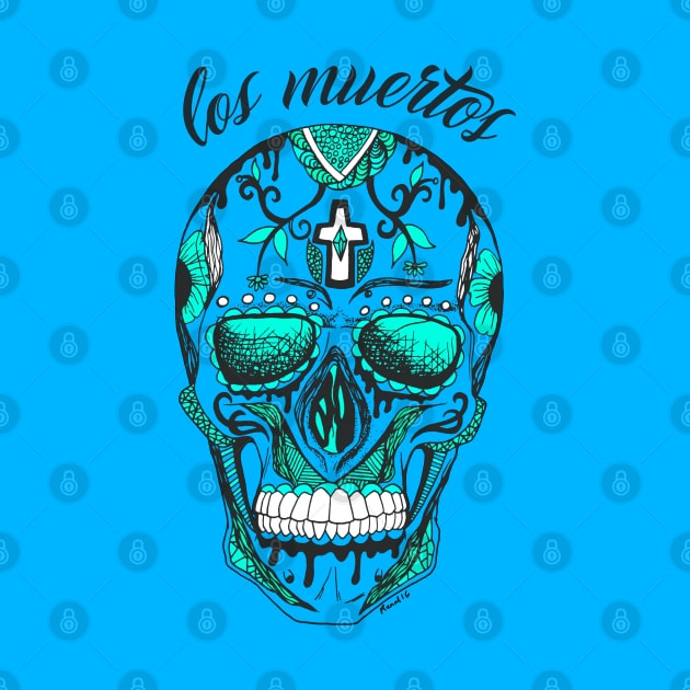 Blue Los Muertos Skull by kenallouis