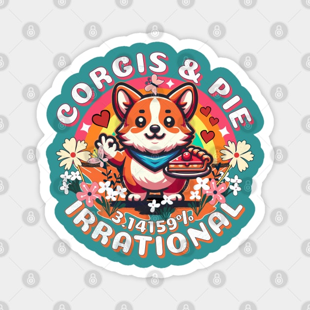 Pi Day Funny 3.14156% Love Irrational Corgi Magnet by alcoshirts