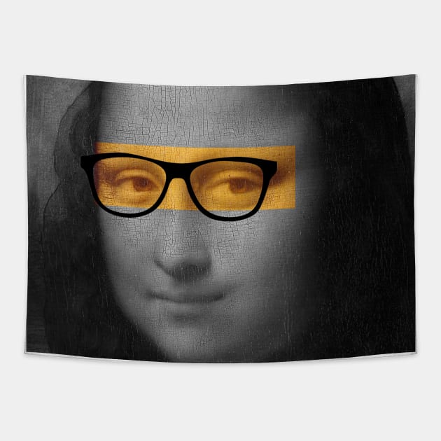 Mona Lisa with glasses Tapestry by Marccelus