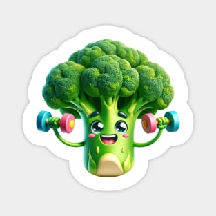 Fit & Fun Broccoli Mascot – Health and Fitness Enthusiast Sticker Magnet