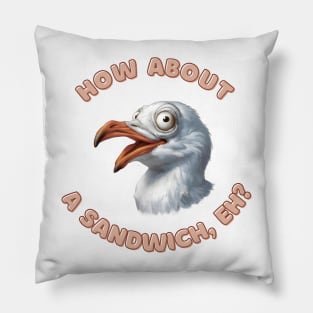 Funny Snazzy Seagull Design How About A Sandwich? Pillow