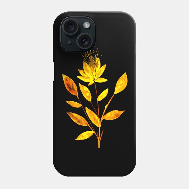 Golden Fire Flower on Black Phone Case by ZeichenbloQ