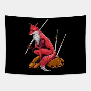 Kitsune japanese samurai fox Tapestry