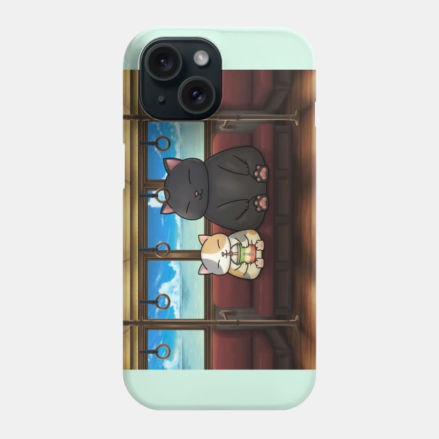 Cats on Sea Train Phone Case by Takeda_Art