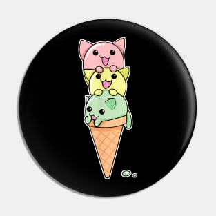 Cat Ice Cream Cone  Funny Kawaii Kitten Pin
