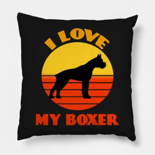 I Love My Boxer Dog Not Dog puppy Lover Cute Sunser Retro Funny Pillow