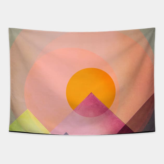 Sun In The Mountains Tapestry by mariacaballer