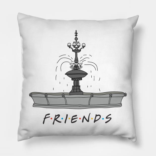 Friends Fountain Pillow by ShayliKipnis