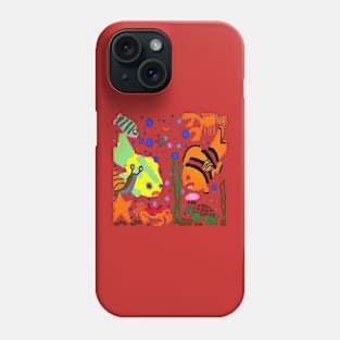 Marine Life illustration on Red Background Phone Case