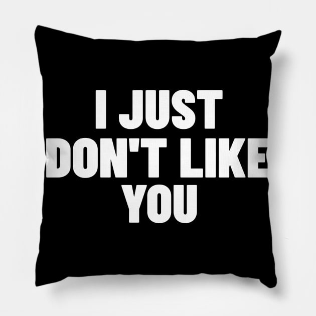 I Just Don't Like You. Funny Sarcastic NSFW Rude Inappropriate Saying Pillow by That Cheeky Tee