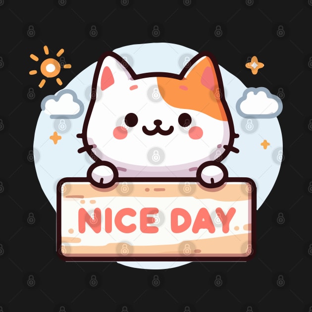 Cute Kitten's Greeting. Kitten's says "NICE DAY" by T-Shirt Paradise