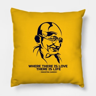 Line art Mahatma Gandhi and his best quotes Pillow