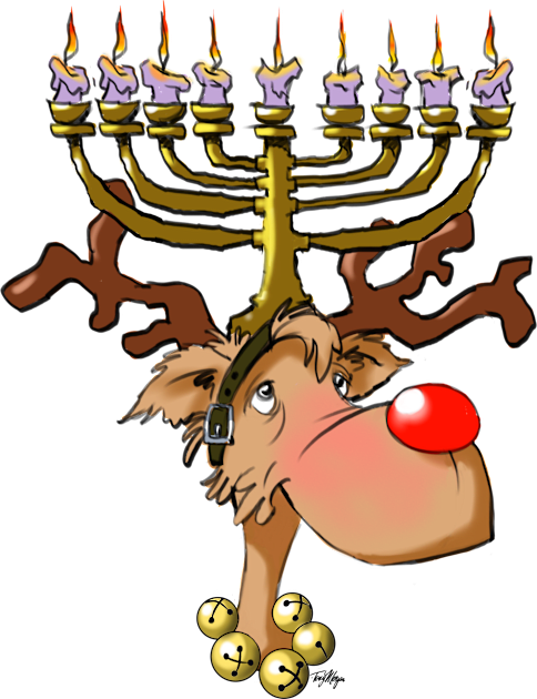 Chanukah reindeer 02 Kids T-Shirt by Tony Morgan