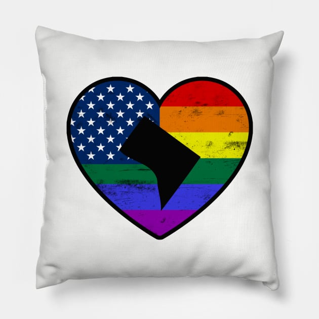 Washington D.C. United States Gay Pride Flag Heart Pillow by TextTees