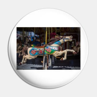 American Flag Carrousel Horse Pin