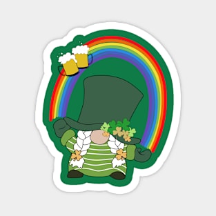 Cute st patrick with champagne, clovers & rainbow Magnet