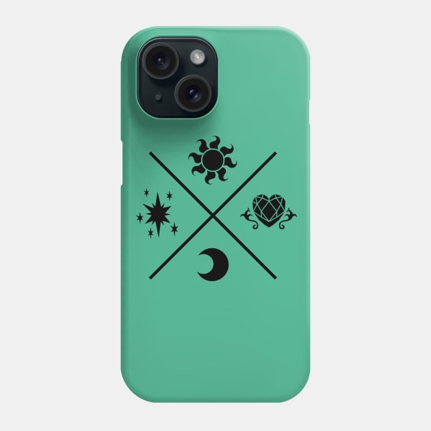 Equestrian Princesses Symbols - Cutie Marks (black version) Phone Case by Drawirm