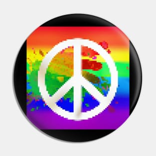 Rainbow Peace sign Glitch 2 Pin