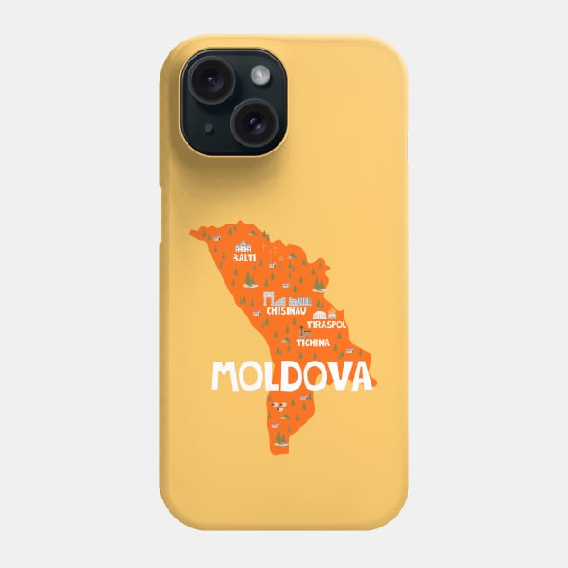 Moldova Illustrated Map Phone Case by JunkyDotCom