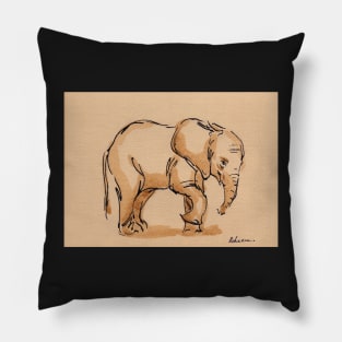 Little Lady:  Baby Elephant Watercolor Painting #17 - Loxodonta Africana Pillow