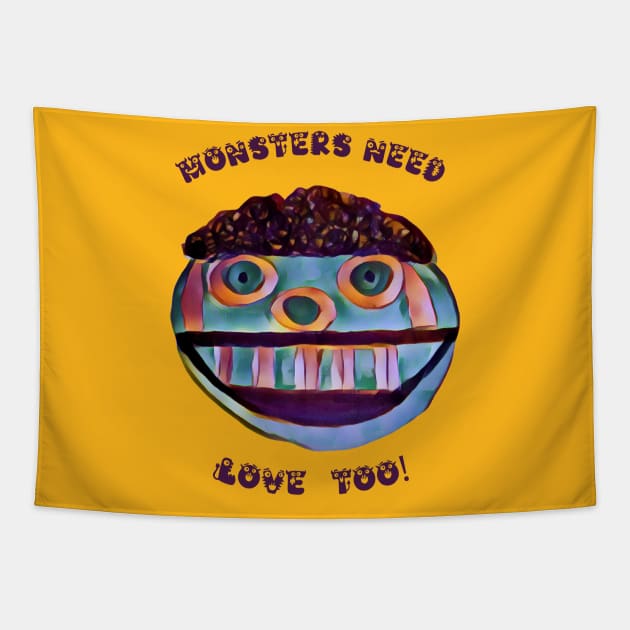 Version 2: Monsters need love too Tapestry by The Friendly Introverts