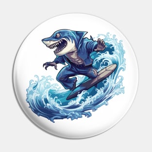 Shark Surfing - Shark Beach Pin